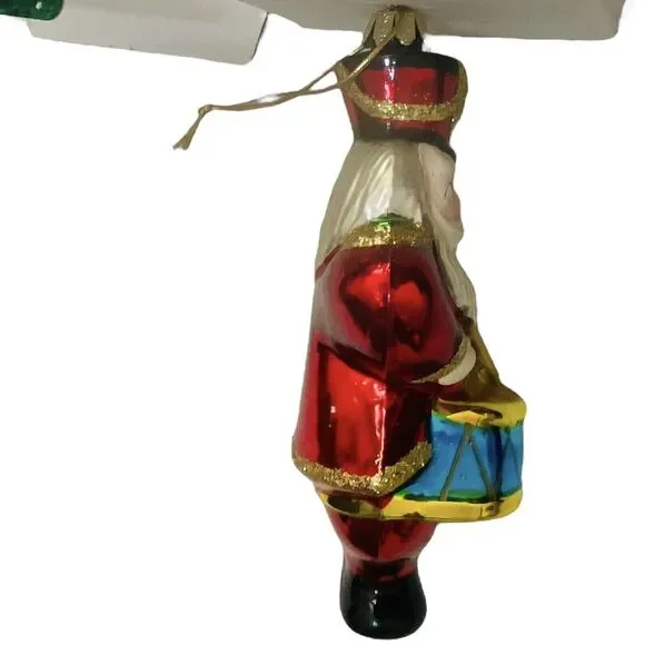 Vtg Santa Claus Drummer Band European Style Hand Blown Glass Christmas Ornament - Picture 5 of 16
